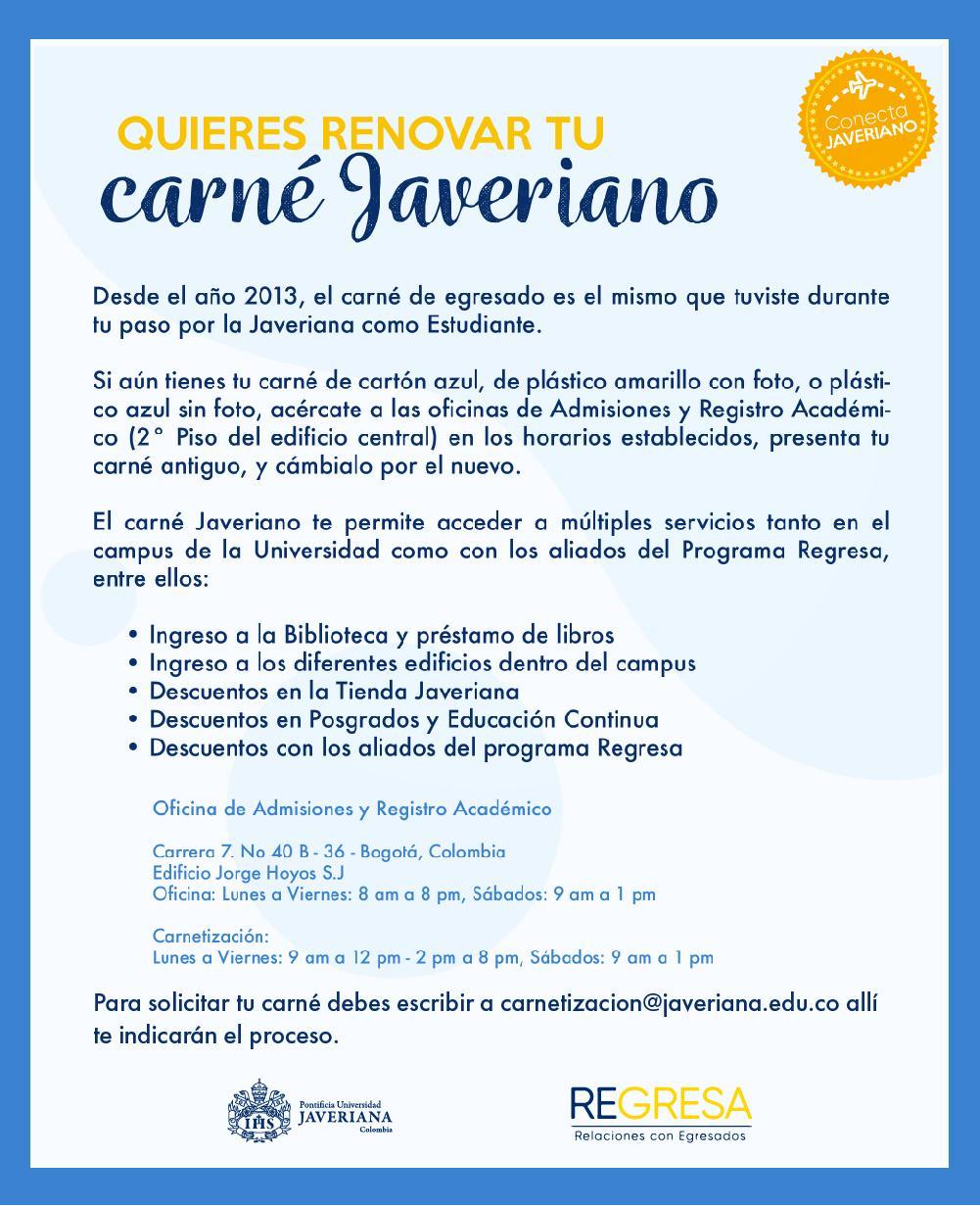 Como renovar tu carné Javeriano